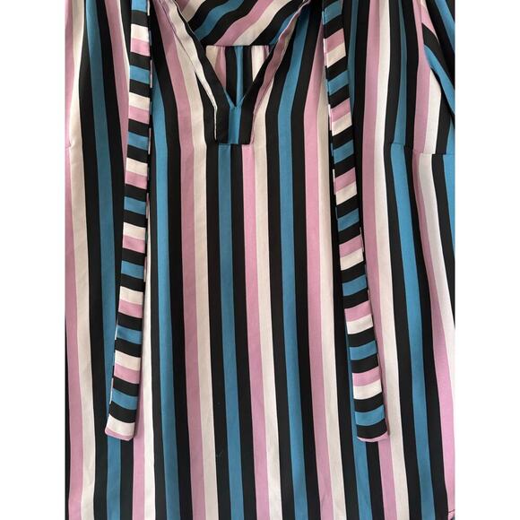 Torrid Stripe Tie Neck Blouse 00 Large XL Office Career - Picture 2 of 7